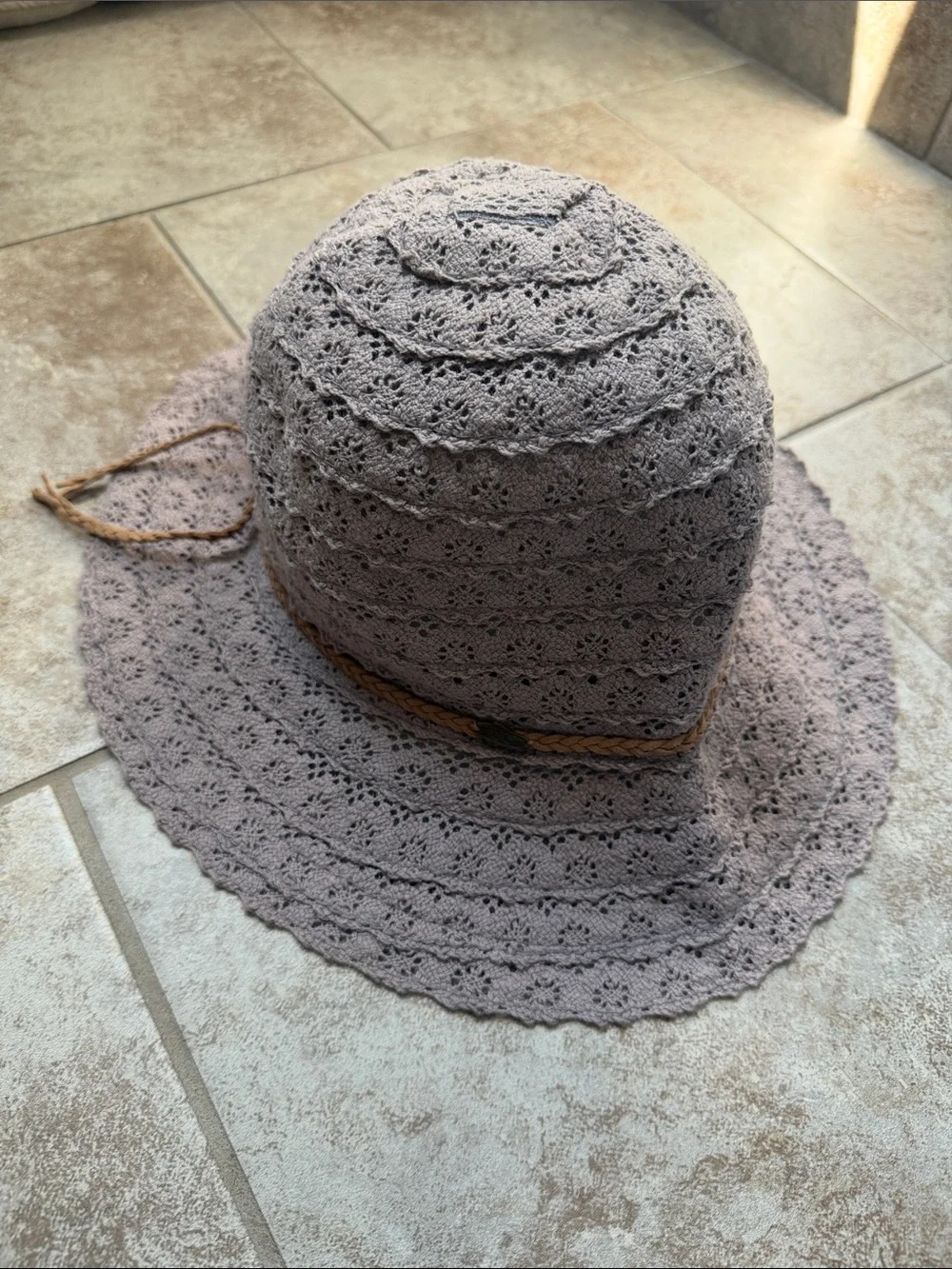 Lace Crochet Sun Hat - Taupe